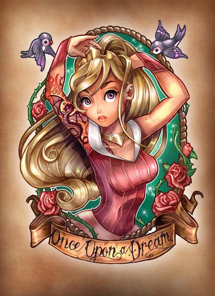 The Art Prints Show You Charming Disney Princesses with Tattoos  Gadgetsin