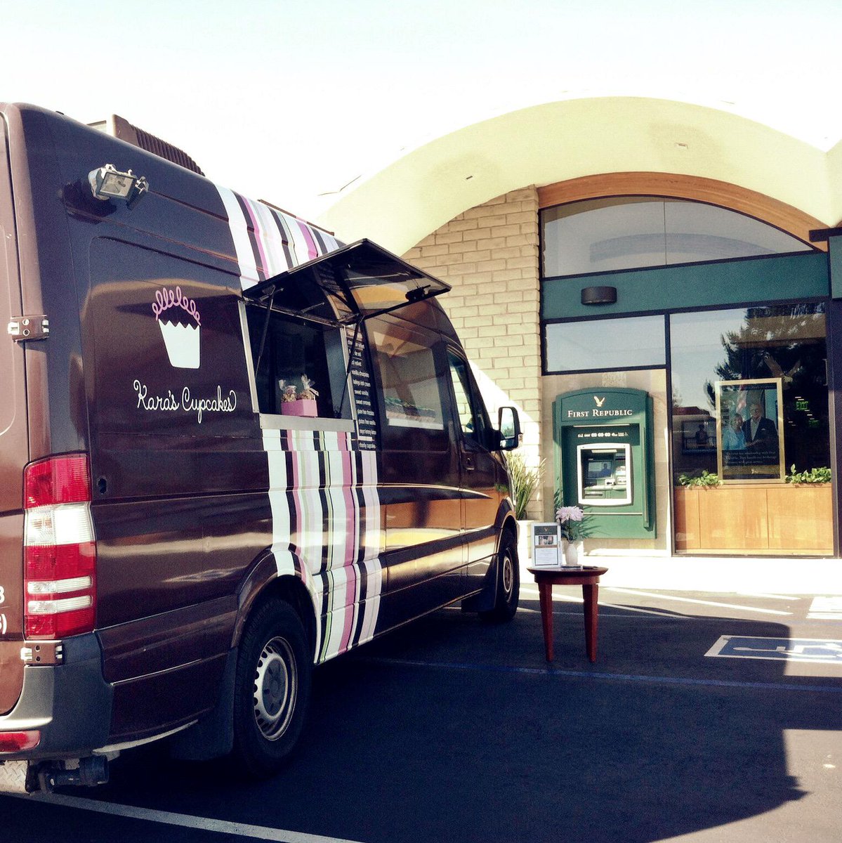 We're sweetening the #SouthBay! Join us @firstrepublic in #Cupertino! We'll be here til 2p! #KarasCupcakes