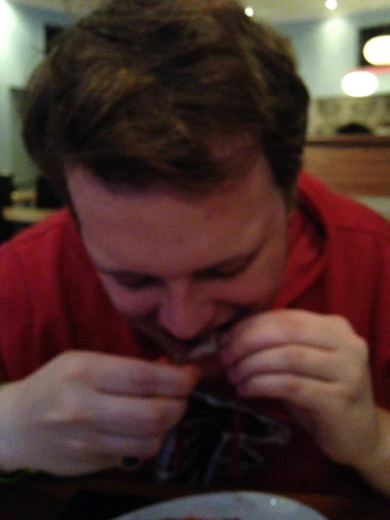 MDCCCXXXVI's tweet photo. @RascalsBar Eating champion Alex Miller is tearing through your wings at record speed #shredder #TRex http://t.co/sjn9kKh4Pe