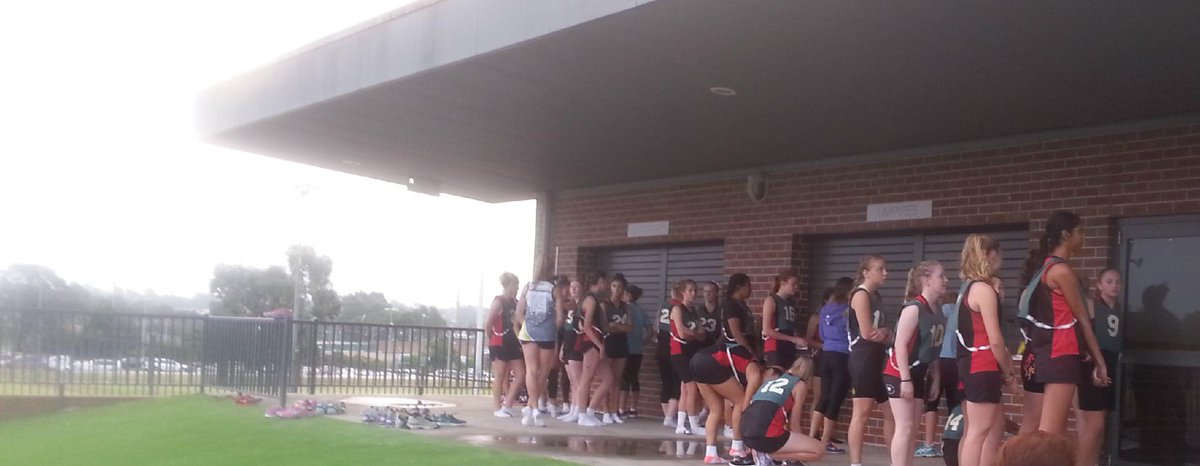 On 12/3/15 9 of our 3rd yr  400888 Adv Spts Phys students dodged puddles to fitness test 50+ local Netballers.