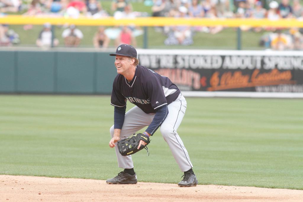MLB's tweet image. Reynolds ... Cano ... Ferrell? #FerrellTakesTheField