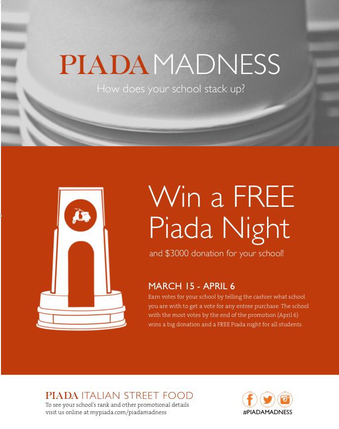 Help Athletics &amp; the Bear Den w/ #PiadaMadness starting Sunday. Mention UAHS @ the register!! #GoBears