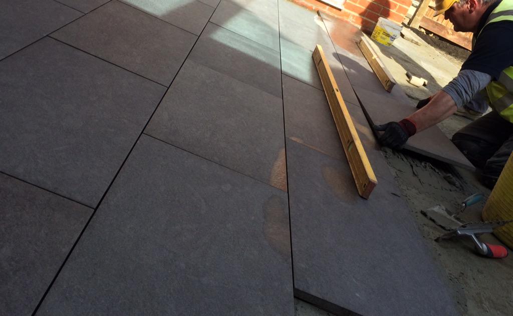 landscape_pete's tweet photo. @CEDNaturalStone @Giles_At_CED #maroque #emperor Outdoor Ceramic paving, laying under way. http://t.co/2C6a7553t1
