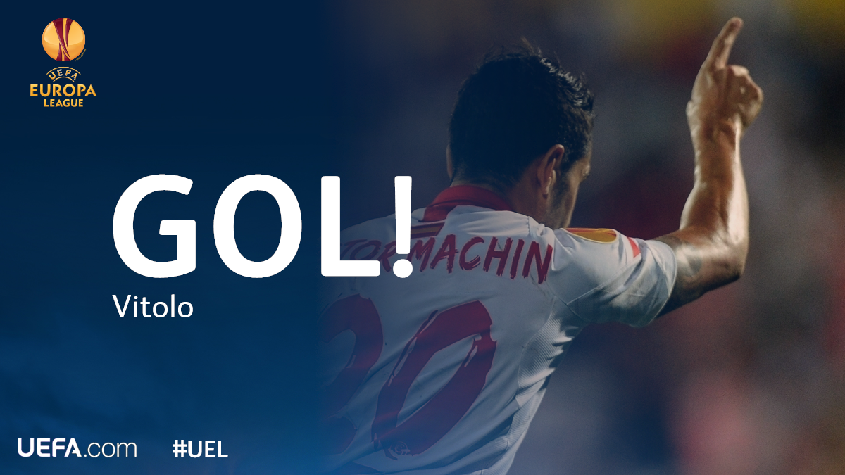 Sevillismo's tweet photo. RT @UEFAcom_es: El tanto de @VitoloMachin es, oficialmente, el más rápido en la historia de la #UEL (13,21 segs). http://t.co/x3jNQ4rkOt