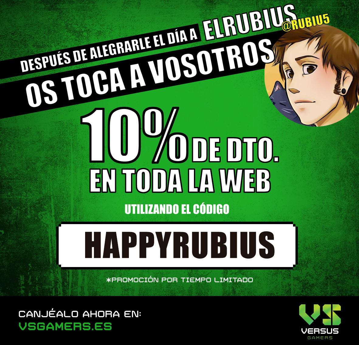 Versusgamers's tweet image. La felicidad de @Rubiu5 llega a TODOS ¡10 % de descuento con el código HAPPYRUBIUS! ¡Corred! vsgamers.es