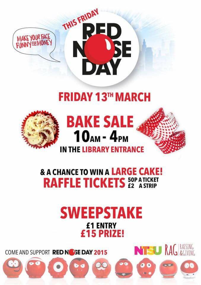 TrentRAG's tweet photo. @Trentstudents @TrentUni come &amp; support #rednoseday in Boots Library tomorrow! #cakes #raffle #sweepstakes http://t.co/GL3ohTImPF