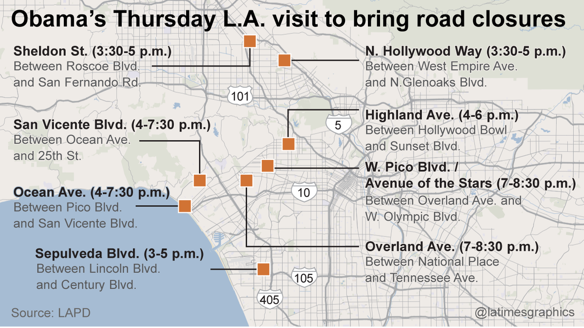 Are you ready for the traffic? Obama arrives this afternoon, prompting street closures ktlane.ws/1NOB8nQ