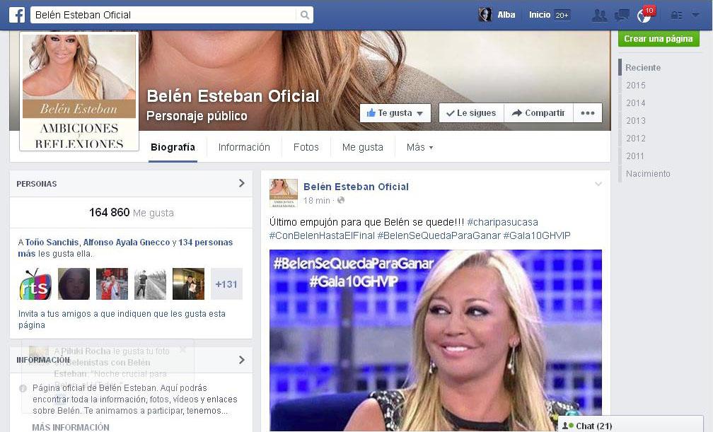 belenblogpower's tweet photo. el FB oficial de belen tb opina que  #BelenSeQuedaParaGanar  #ECHARI #Gala10GHVIP http://t.co/c2ScLfPtEl