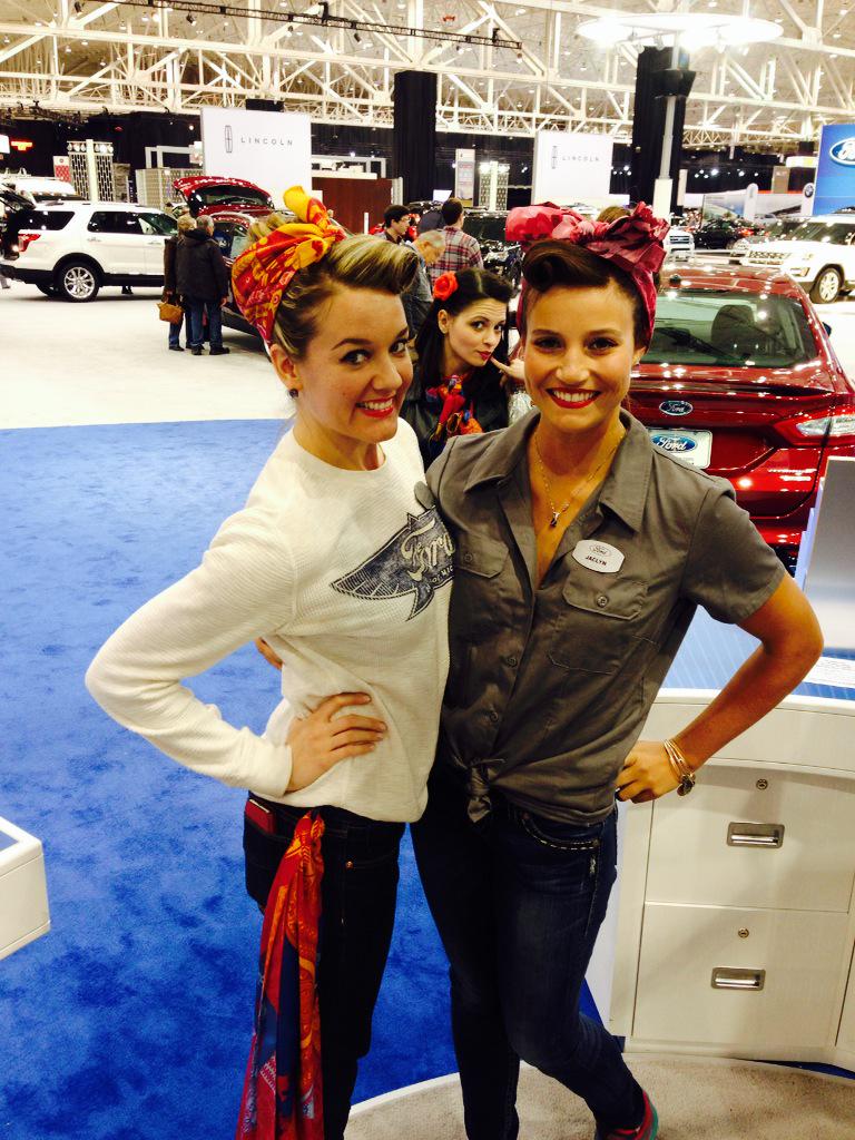 Ford_MichelleJ's tweet photo. Come see the #FordGirls #50's day at @CleAutoShow @JakyWilson @Ford_ZakG @FordAutoShows http://t.co/QVBJxftSGv