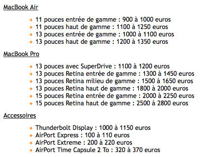 antoineguilbert's tweet image. Voilà l&apos;ensemble des prix qui ont changé de prix chez #Apple. C&apos;est quand même assez important !