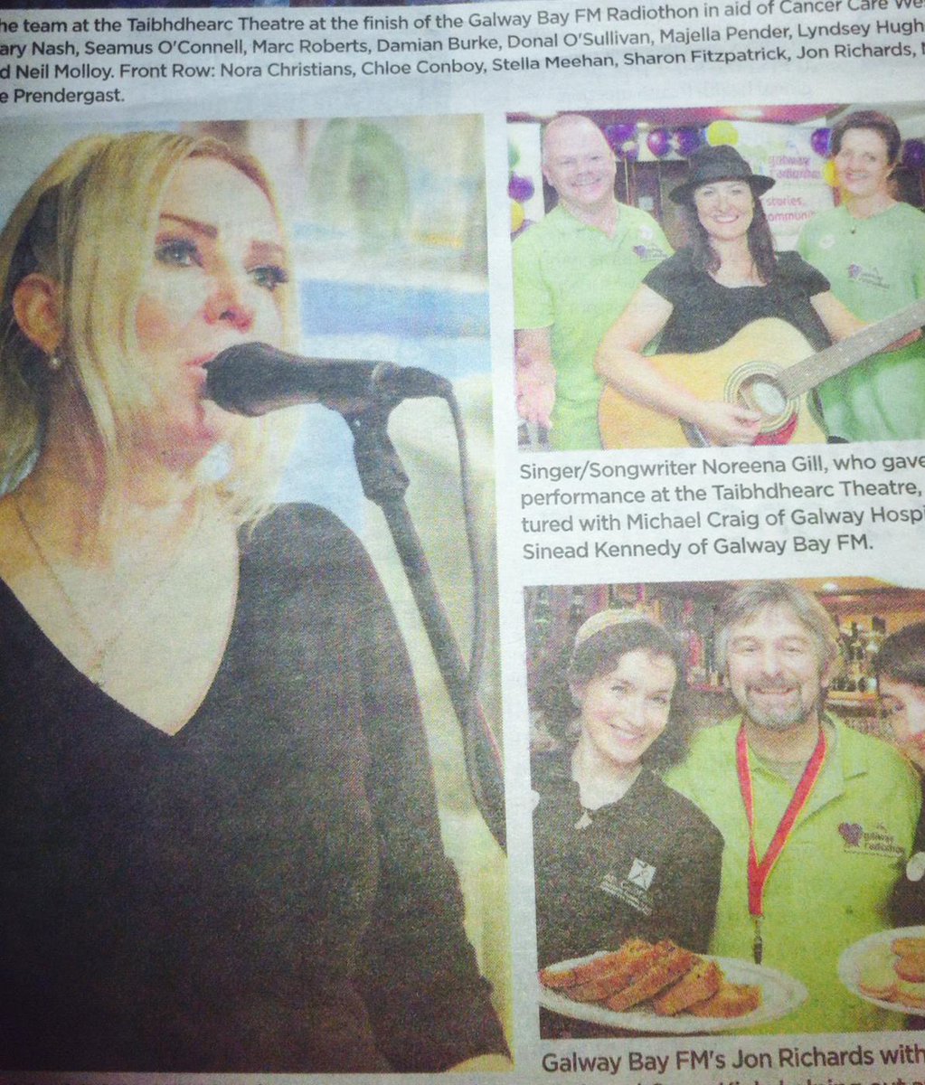 CorinaKofficial's tweet photo. Just sent pic from last weeks paper.Singing @GalwayBayFM958 Radiothon for Cancer which Raised over €175k #jonrichards http://t.co/Vg9iXyVp0a