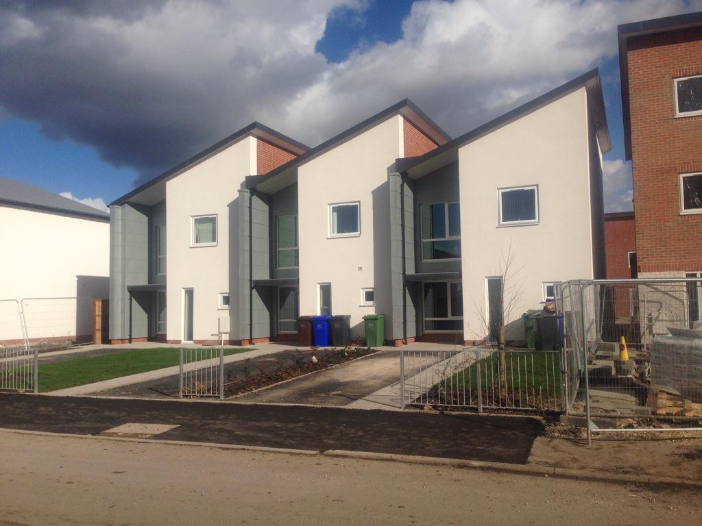 NWMetalRoofing's tweet photo. First plots at Beswick Phase 3 are now complete, Falzinc cladding with timber support structure by NWMR #zinc http://t.co/WlDFPEXEYx