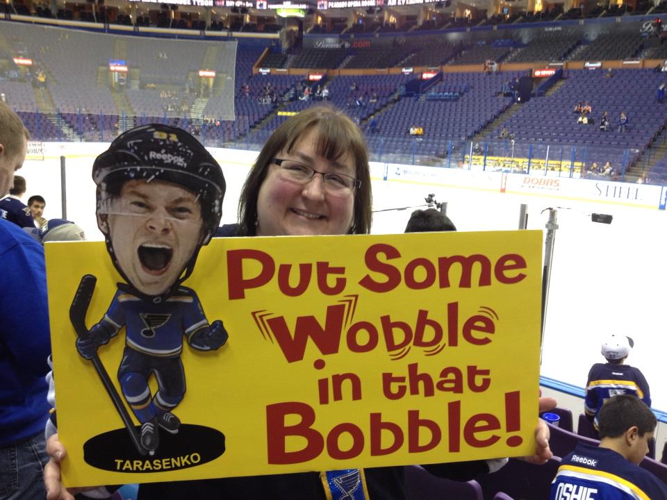BluesSignGirl's tweet photo. Bobble head night! #ourblues http://t.co/PWQszoiAvV