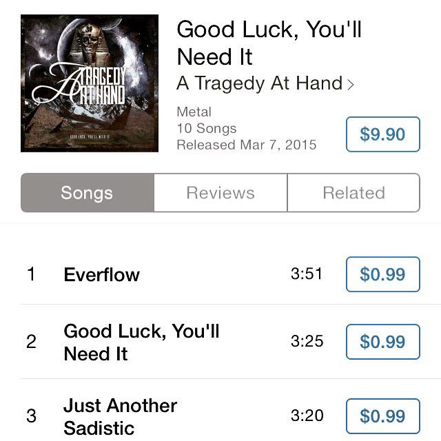 ATragedyAtHand's tweet photo. Who all has purchased our new album "Good Luck, You'll Need It" online?!? It's on iTunes and Google play! http://t.co/kovs36p0SB