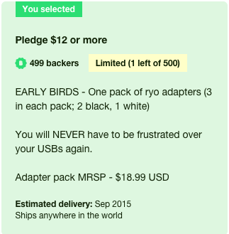 ryoadapter's tweet photo. Only one more earlybird left on Kickstarter. RT and get it while it lasts: http://t.co/sopoPZB6X1 #RYOAdapter #USB http://t.co/S7oULEJREr