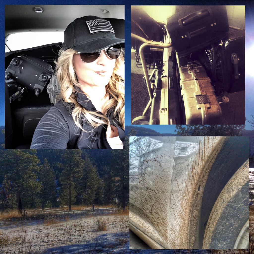 KristyTitus's tweet photo. Maxed out rental car #gun #regulatorbow #swarovski #BuckKnives plus #mudonthetires @Cabelas photoshoot #redneckwoman http://t.co/M6jQlaxVSW
