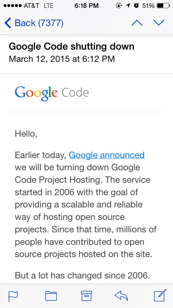 abe238's tweet image. This is sad :-( #googlecode
