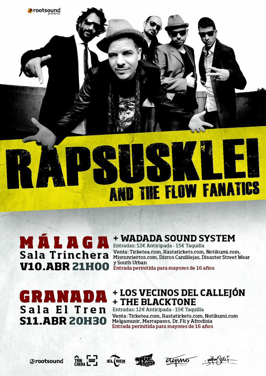 PullUpParty's tweet photo. Sorteamos 2 entradas de @RAPSUSKLEI1+ @theflowfanatics en #GRANADA y #MÁLAGA -> http://t.co/szreEimxqi <- http://t.co/sW0DqkpnFp
 @rootsound