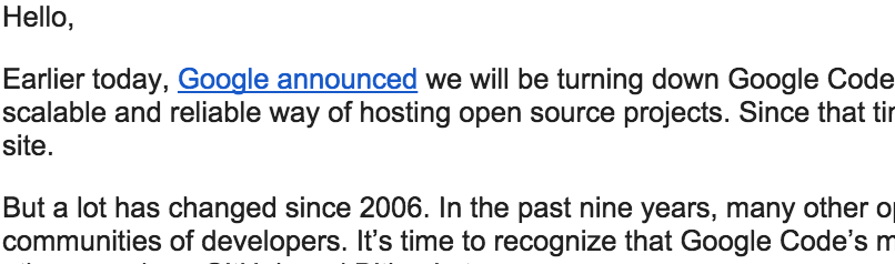 jesperronn's tweet image. #GoogleCode hodsing shutting down. Perhaps not big problem, since we now have #Github.