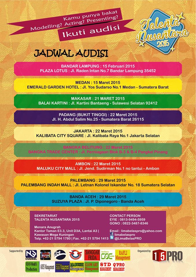 Jadwal audisi TALENTA NUSANTARA