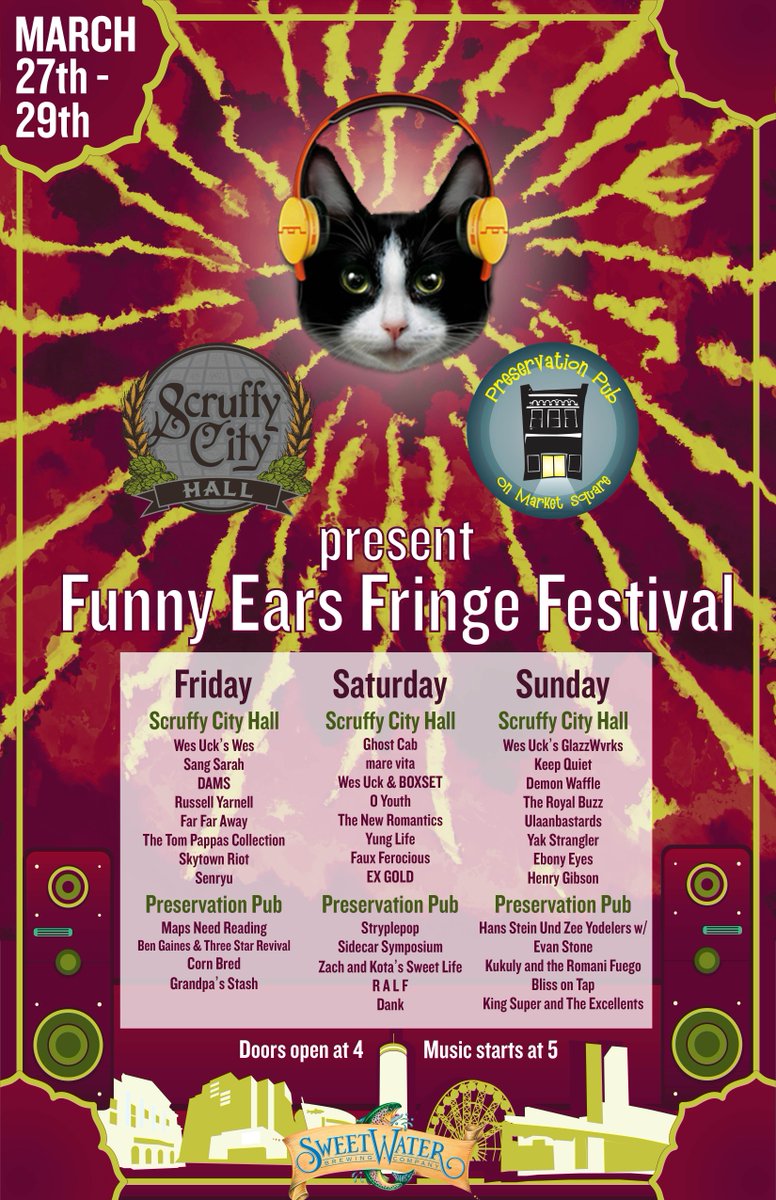 FUNNY EARS FRINGE FESTIVAL FRI-SUN MAR 27-29, 36 BANDS IN 3 DAYS! WIN FESTIVAL PASSES!