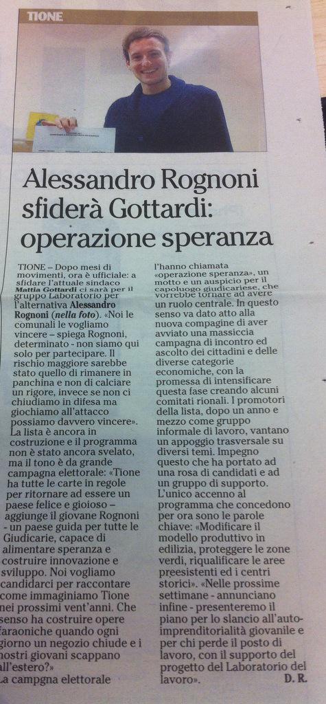 alerognoni's tweet image. Annuncio la mia candidatura ad amministrare Tione per i prossimi 5 anni.  @patrunoladige @giornaleladige @conteladige