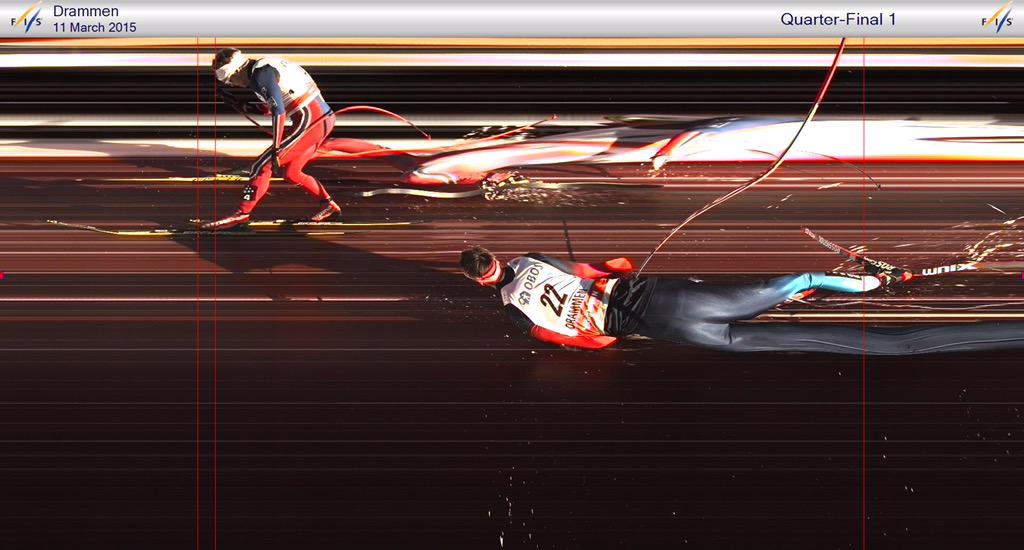 FISCrossCountry's tweet image. The "Kriukov finish". Head first in Drammen for Nikita Kriukov of Russia. #drammencitysprint #fiscrosscountry