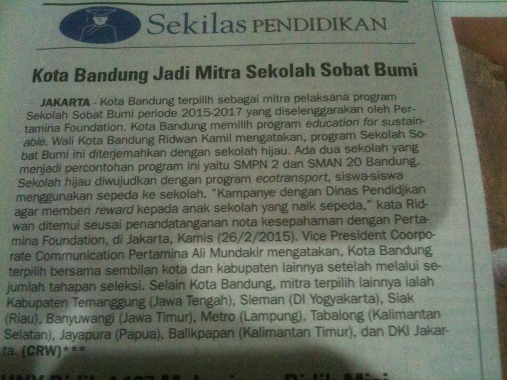 "<a href="/indonesiaTAV/">The Asia Volunteers</a> Congrat BDG as partner <a href="/SobatBumiID/">Sobat Bumi Indonesia</a> education 4 sustainable programme <a href="/PertaminaFound/">Pertamina Foundation</a> @BDGcleanaction