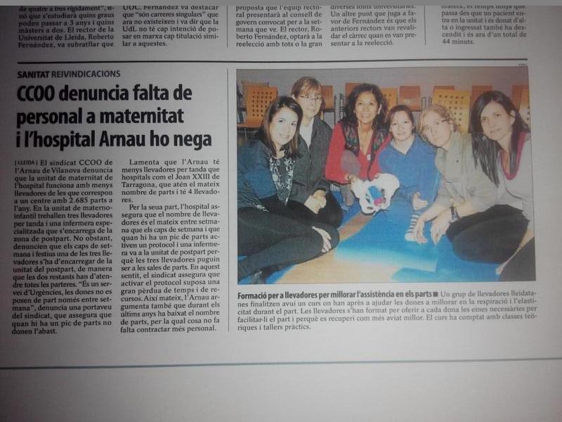CCOOH's tweet photo. CCOO denuncia falta de llevadores per nombre de parts a l'arnau. Es un servei d'urgencies @Llevadoresdp http://t.co/pWhJRLbrjd