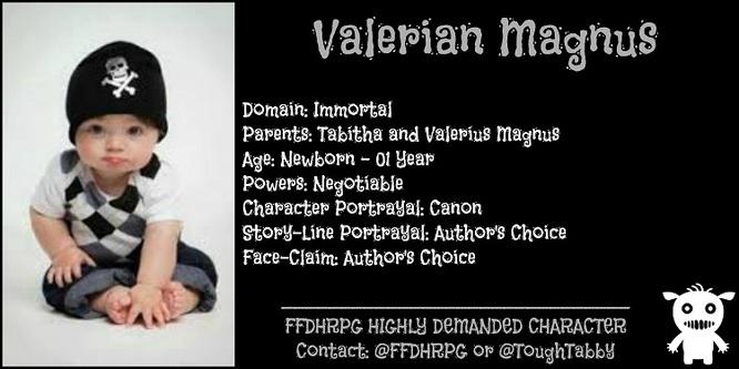 InkedJessPimp's tweet photo. #FFDHRP #HighlyDemandedCharacter Valerian Magnus Immortal. Contact @FFDHRPG or @ToughTabby http://t.co/Dm18Zqx1ri