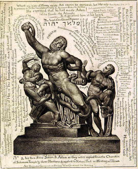 ArtHistLinkUp's tweet photo. #WilliamBlake's c1820 print of #Laocoön, C1AD Classical icon of agony, to mark the end of #AshBlake @AshmoleanMuseum http://t.co/6Zlsn9ReTZ