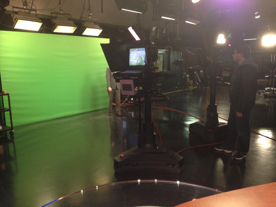 CMillweard2's tweet photo. Can you see @bmccormick_wx behind the camera? He's got your forecast now on @kfvsnews http://t.co/0PpDgeZp6t