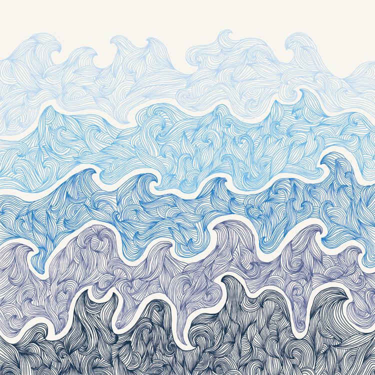 Blue Waves Illustration by. 