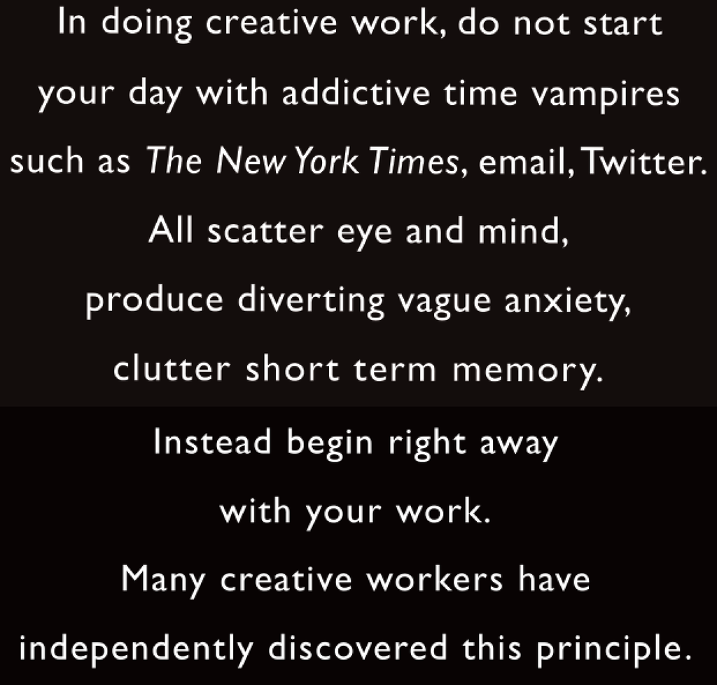austinkleon's tweet image. Advice for how to have better mornings (from @EdwardTufte's next book)