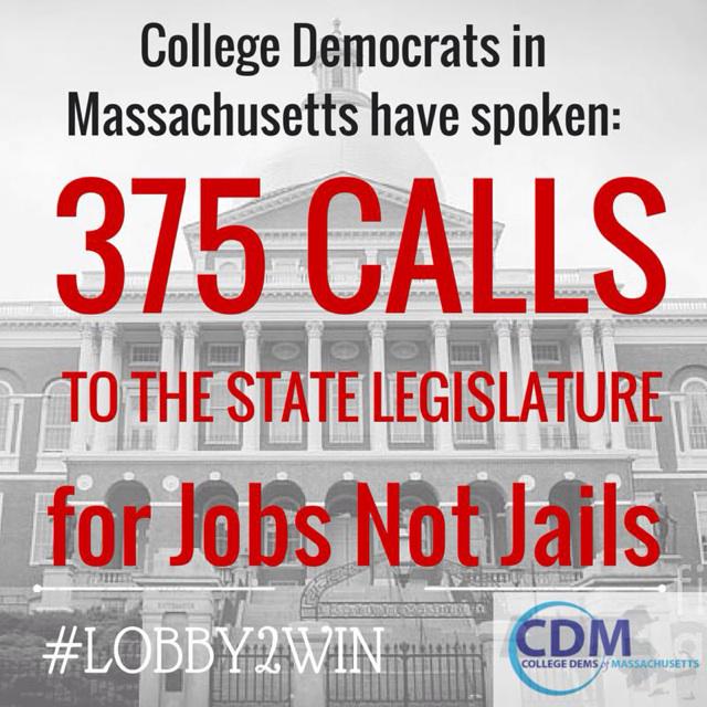 CollegeDemsofMA's tweet image. College Dems demand politicians to support #JobsNotJails! We called 375 times to tell th...  tmi.me/1f0eYW