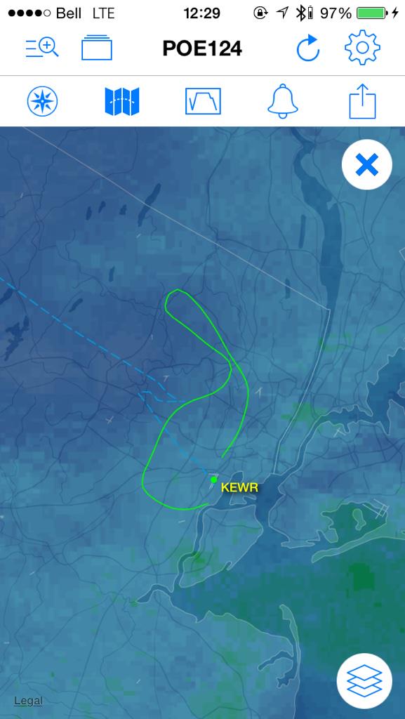 TomPodolec's tweet photo. Porter #PD124 to #Toronto returned to #Newark shortly after takeoff this morning. Mechanical issue; no emergency. http://t.co/AeCCFzqB2f