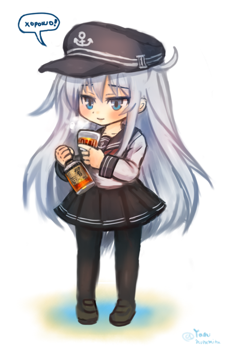 #艦これ版深夜の真剣お絵描き60分一本勝負 大好きな響ちゃんで! 飲んでいるのはサントリーの響30年です(*'ω`) ヴェールヌイを目指したい! 