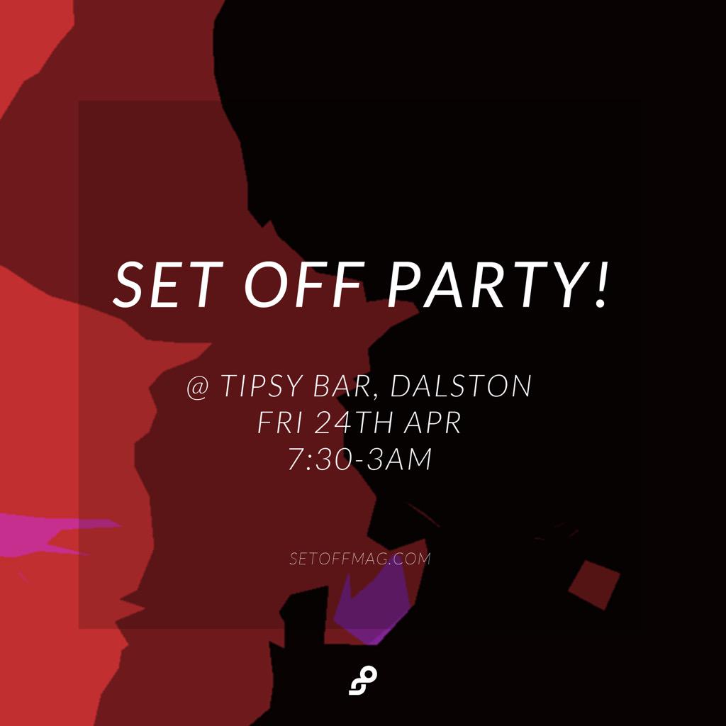 SetOffMag's tweet photo. Excited to have @JulieAdenuga hosting our next #SetOffParty on the 24th April at Tipsy Bar, Dalston http://t.co/edh38hSFXF