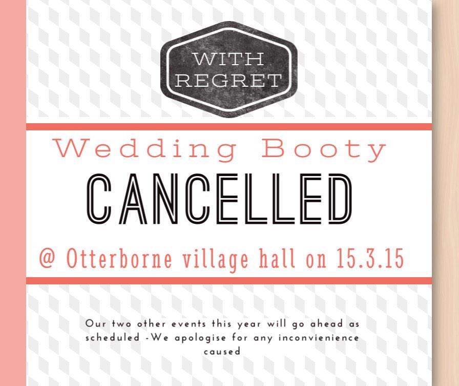 WeddyBooty's tweet photo. Hi all, wedding booty on 15.3.15 has been cancelled due to unforseen circumstances! We're very sorry, please share! http://t.co/ntzfYBuyKW