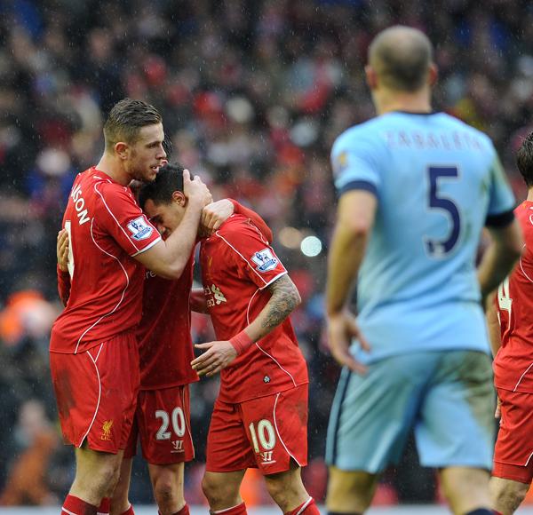 premierleague's tweet image. Fabulous strikes from Henderson and Coutinho sealed a memorable @LFC win over @MCFC. Report: bit.ly/liv-mci
