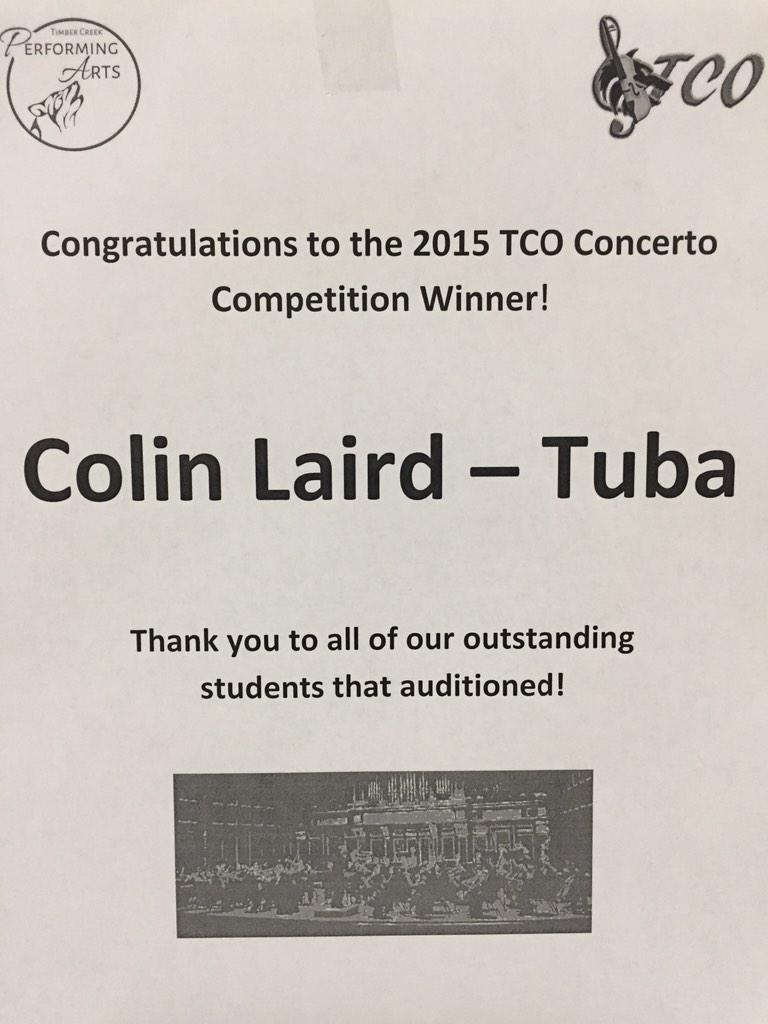 TC_Orch's tweet image. Congratulations to our concerto competition winner! Colin will be playing with Philharmonic at our spring concert!