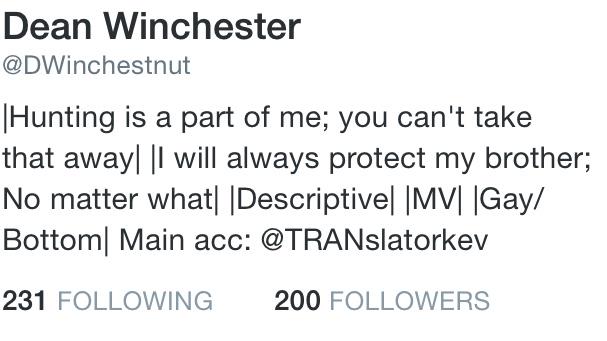 DWinchestnut's tweet image. 200 followers YAS