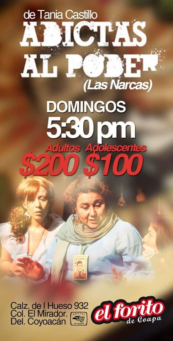 enterARTEdf's tweet photo. Hoy hay buen teatro en el #ForitodeCoapa  17.30 hrs
#ADICTASALPODER de Tan Castillo http://t.co/v4GWXpwQEb (vía @TelondeAquiles)