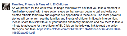 ChrisMSpence's tweet photo. Early Intervention friends! The gov of IL is proposing $ cuts to EI &amp; incr % eligibility. Write &amp; help us! #Earlyed http://t.co/dIGGThye7Y