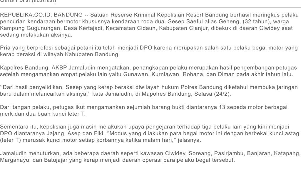 ridwankamil's tweet photo. Byk kasus begal sudah ditangkap di wilayah bandung raya dlm mgg ini. Polisi terus tingkatkan operasi memberantasnya http://t.co/6CtPQ32KYN
