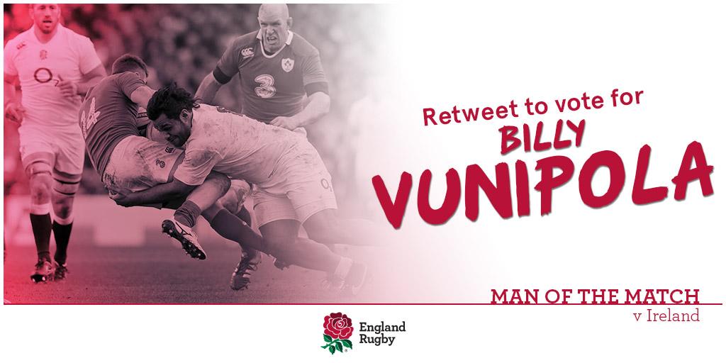 Retweet to vote for @bvunipola as England's man of the match against Ireland today #IREvENG