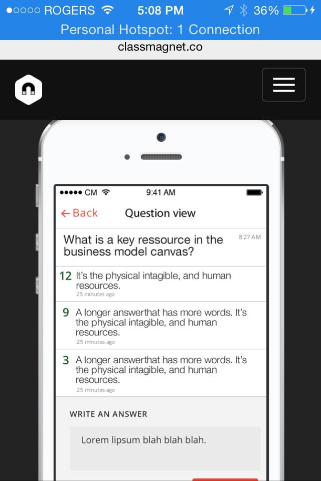 swottawa's tweet photo. ClassMagnet: hyper local, IM capability, cross platform functionality, leader boards, Q&amp;A! #swuottawa http://t.co/AJYpy1cwcR