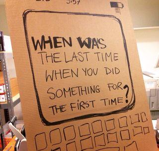 NYCservicejam's tweet photo. "When was the last time you did something for the first time?" Designing services that surprise #GSJam http://t.co/veNVDDszR4