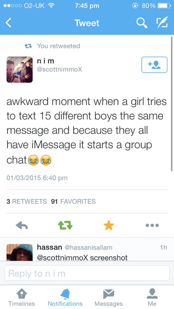 MichaelHaineyyy's tweet photo. Girls feel like they annoy a boy if they text them first, and you get this am actually speechless reading this 😂😂😂 http://t.co/QbUVt63nZ5