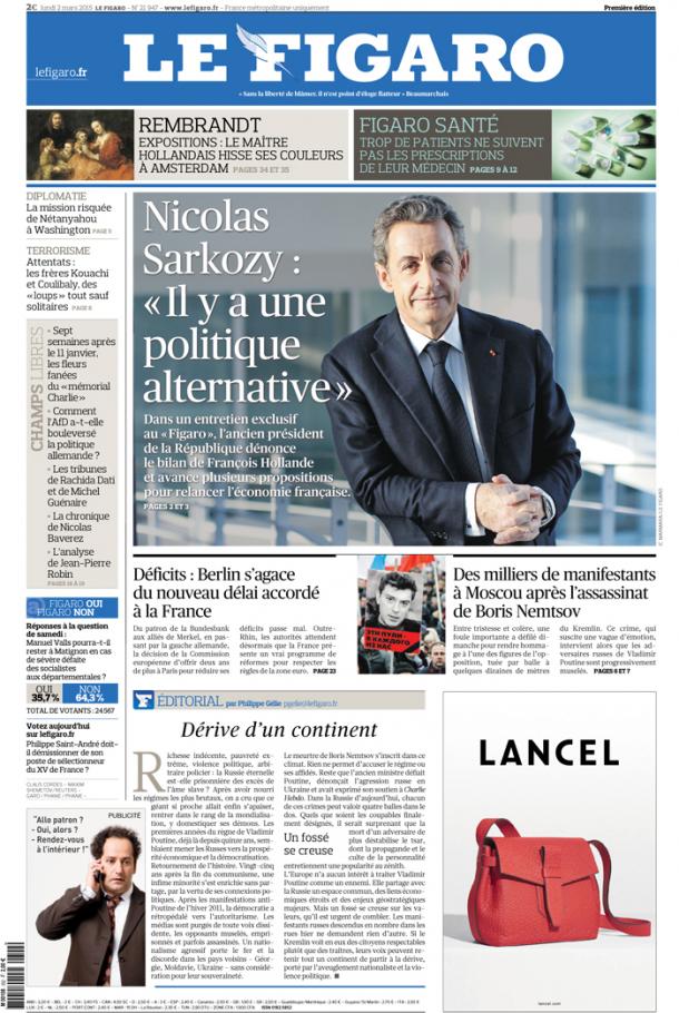 actu140's tweet photo. 🔴SARKOZY à la une du @Le_Figaro demain à l'occasion d'un entretien exclusif http://t.co/dDoGARWvtu